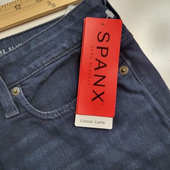 NEW SPANX 29 SLIM X ANKLE CAPRI CROPPED DARK WASH SLIMMING JEANS NWT - Picture 7 of 12